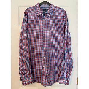 Crown and ivy men's shirt‎ classic fit XL button down long sleeve navy plaid